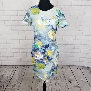 Just Me Blue Asymmetrical Floral Dress